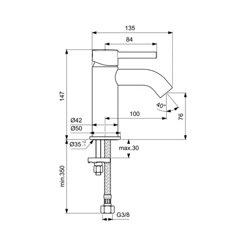Ideal Standard BC268AA - Wastafelmengkraan CERALINE 14,7 cm glanzend chroom