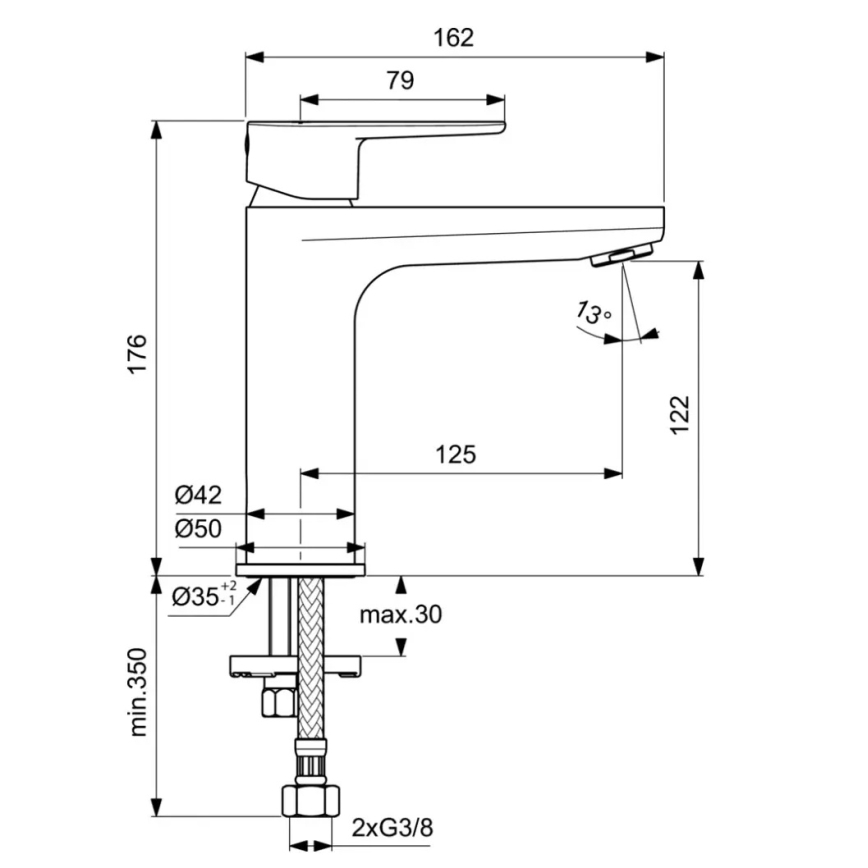 Ideal Standard BC554AA - Wastafelkraan CERAFINE MODEL O 17,6 cm hoogglans chroom