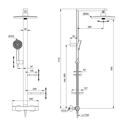 Ideal Standard BD583SI - Doucheset met thermostatische mengkraan CERATHERM ALU+, mat chroom