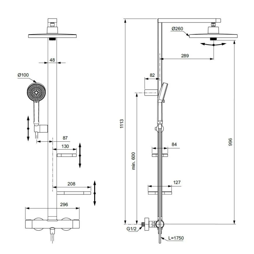 Ideal Standard BD583SI - Doucheset met thermostatische mengkraan CERATHERM ALU+, mat chroom