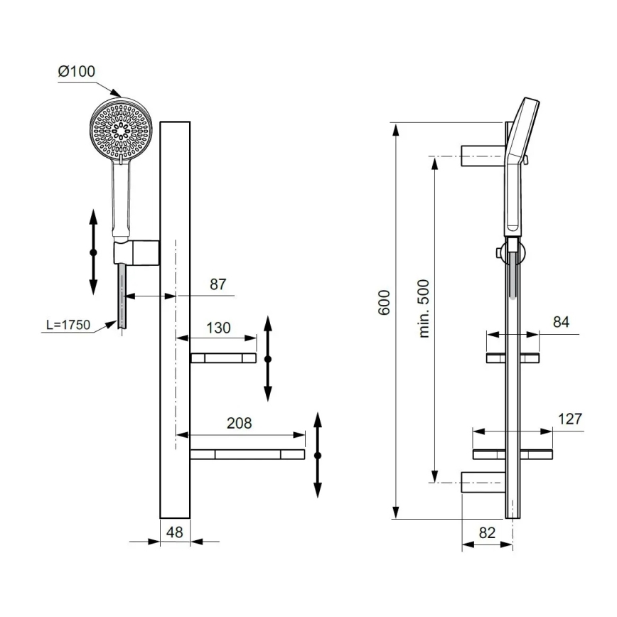 Ideal Standard BD586XG - Doucheset IDEALRAIN ALU+ mat zwart