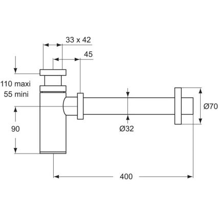Ideal Standard D5859AA - Wastafelsifon mat chroom
