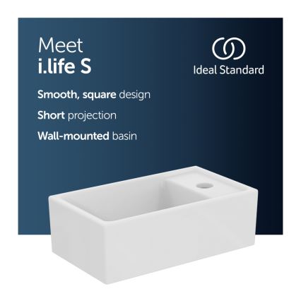 Ideal Standard E211201 - Wandgemonteerde wastafel I.LIFE S 37x21 cm keramiek/wit