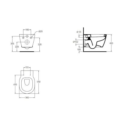 Ideal Standard E823201 - Hangend toilet CONNECT keramiek/wit