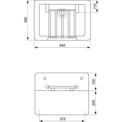 Ideal Standard S593901 - Hangende uitgietgootsteen met afvoerrooster DOURO 45,5x38 cm keramiek/wit
