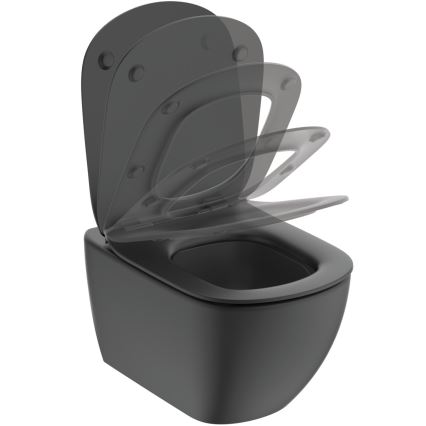 Ideal Standard T3546V3 - Hangend toilet TESI met SoftClose-zitting, keramiek/zwart