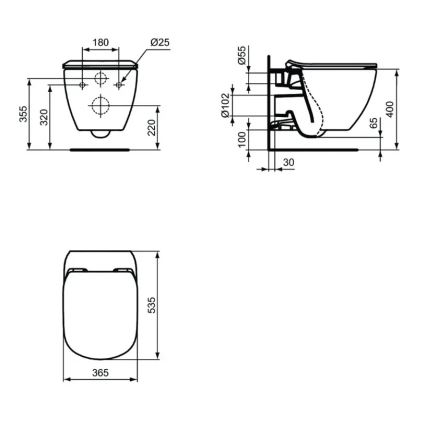 Ideal Standard T3546V3 - Hangend toilet TESI met SoftClose-zitting, keramiek/zwart