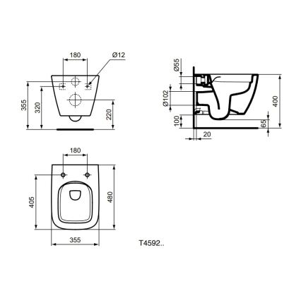 Ideal Standard T459201 - Hangend toilet Rimless I.LIFE S keramiek/wit