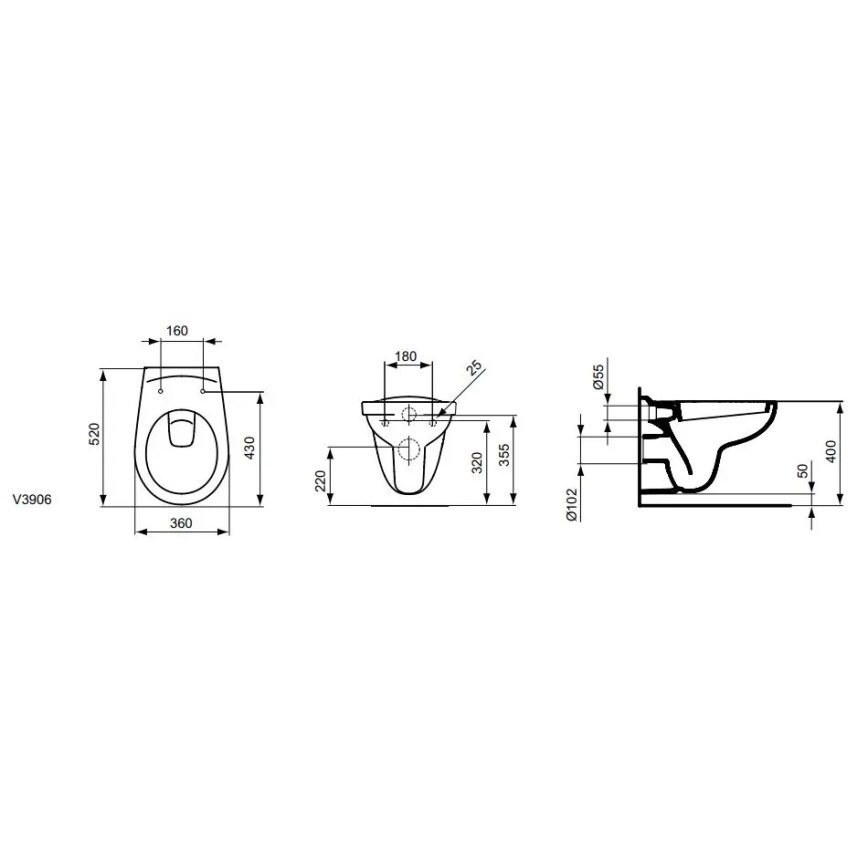 Ideal Standard V390601 - Hangend toilet EUROVIT keramiek/wit