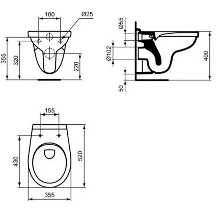 Ideal Standard W331301 - Hangend toilet Rimless SIMPLICITY keramiek/wit