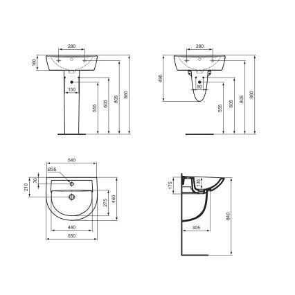 Ideal Standard W332601 - Hangende wastafel EUROVIT 55x46 cm keramiek/wit