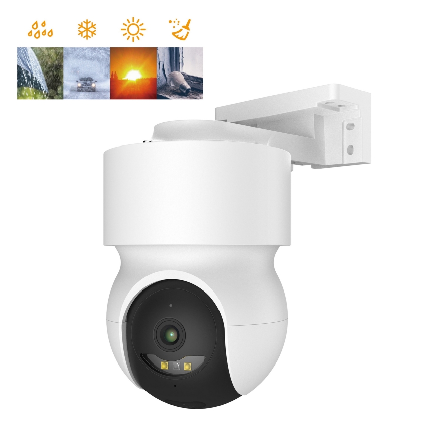 Slimme buitencamera met bewegingssensor, 2K-resolutie, 12V, IP65, Wi-Fi, wit
