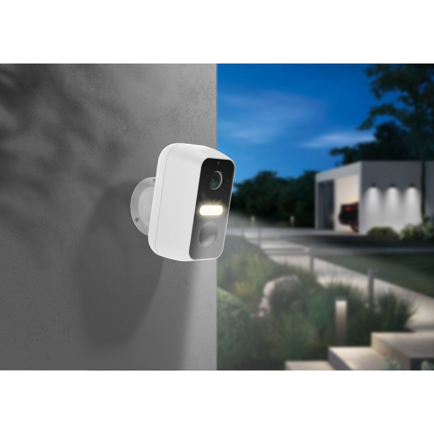 Slimme buitencamera met bewegingssensor 2K 9600 mAh IP65 Wi-Fi Tuya wit