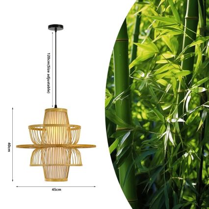 Hanglamp aan een koord PINCHOS 1xE27/40W/230V diameter 45 cm bamboe