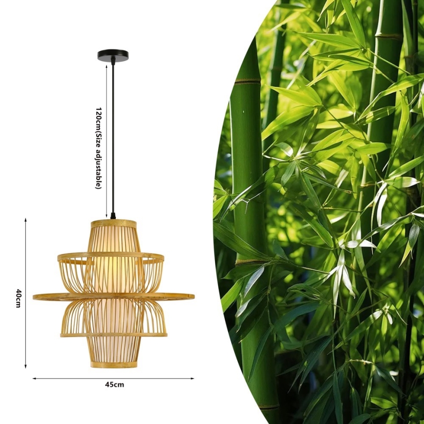 Hanglamp aan een koord PINCHOS 1xE27/40W/230V diameter 45 cm bamboe
