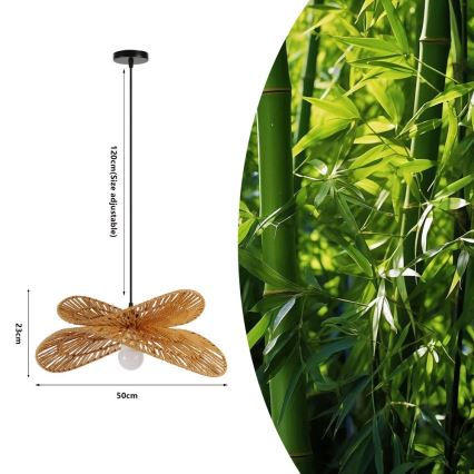 Hanglamp aan een koord MARIPOSA 1xE27/40W/230V diameter 50 cm jute