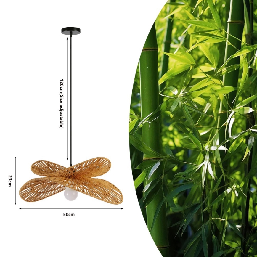 Hanglamp aan een koord MARIPOSA 1xE27/40W/230V diameter 50 cm jute