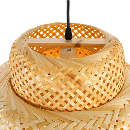 Hanglamp aan een koord HILO 1xE27/40W/230V diameter 38 cm bamboe