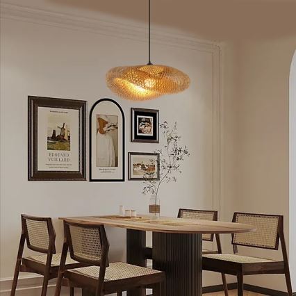 Hanglamp aan een koord HILO 1xE27/40W/230V diameter 60 cm bamboe