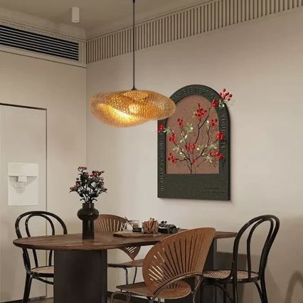 Hanglamp aan een koord HILO 1xE27/40W/230V diameter 60 cm bamboe