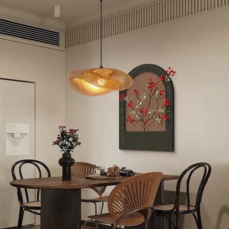 Hanglamp aan een koord HILO 1xE27/40W/230V diameter 60 cm bamboe