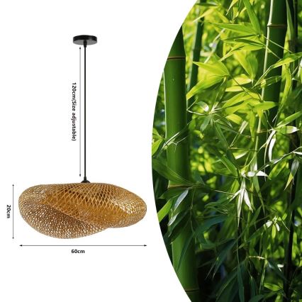 Hanglamp aan een koord HILO 1xE27/40W/230V diameter 60 cm bamboe