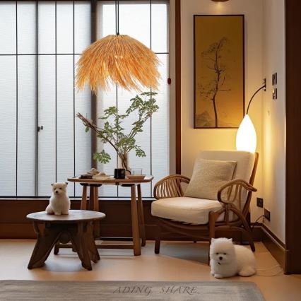 Hanglamp aan een koord NATURALEZA 1xE27/40W/230V diameter 55 cm rotan