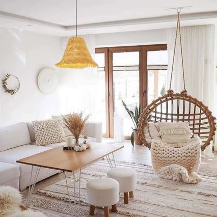 Hanglamp aan een koord NATURALEZA 1xE27/40W/230V diameter 45 cm rotan