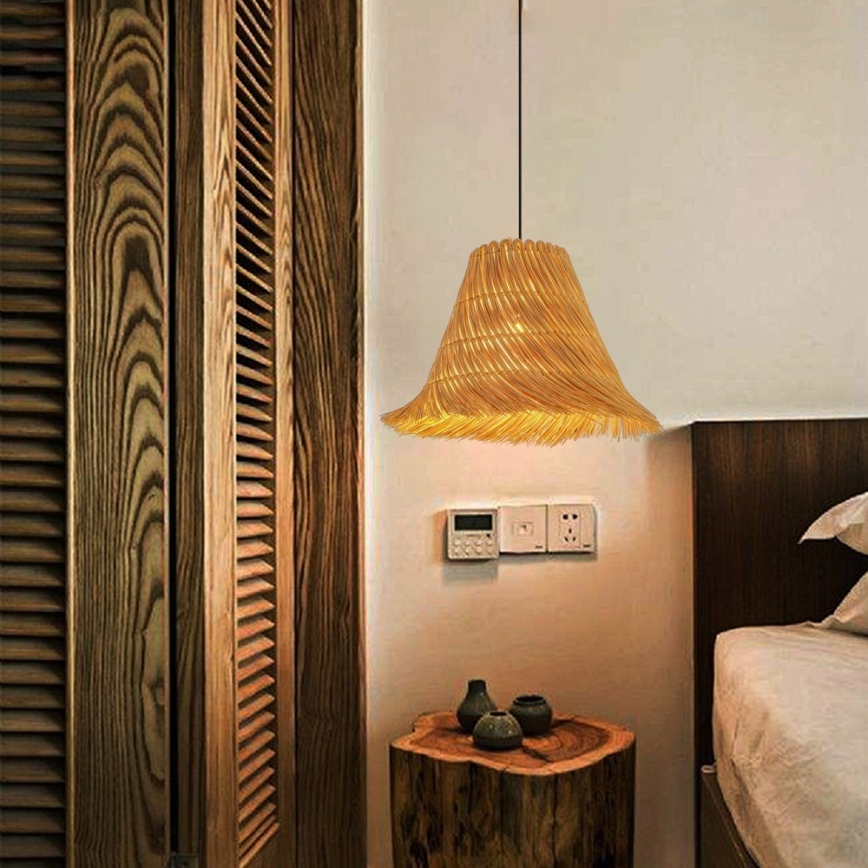 Hanglamp aan een koord NATURALEZA 1xE27/40W/230V diameter 45 cm rotan