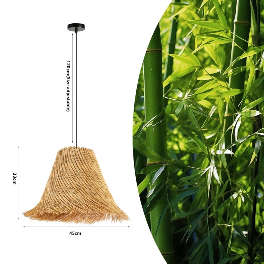 Hanglamp aan een koord NATURALEZA 1xE27/40W/230V diameter 45 cm rotan