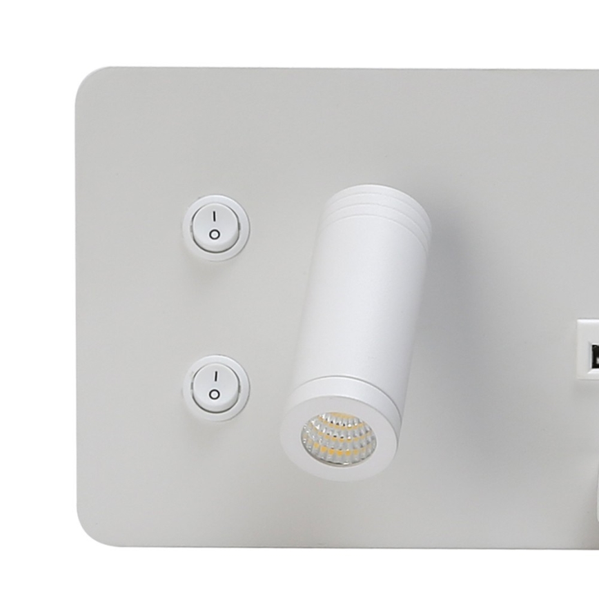 Immax 08285L - LED Wandspot met plank, USB-aansluiting en draadloos opladen Be PREPARE LED/3W/230V + LED/3W wit