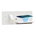 Immax 08285L - LED Wandspot met plank, USB-poort en draadloos opladen Be PREPARE LED/3W/230V + LED/3W wit