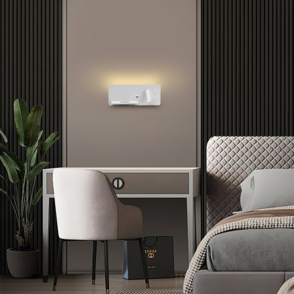 Immax 08286L - LED Wandspot met plank, USB-poort en draadloos opladen Be PREPARE LED/3W/230V + LED/3W wit