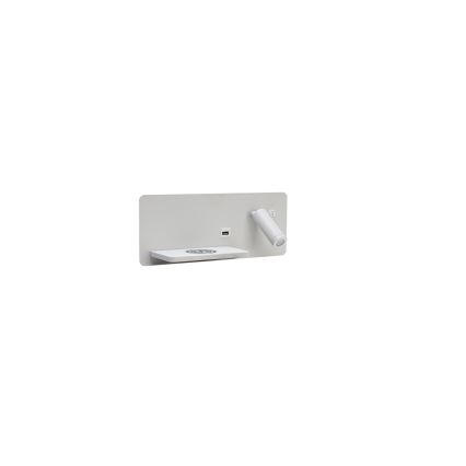 Immax 08286L - LED Wandspot met plank, USB-poort en draadloos opladen Be PREPARE LED/3W/230V + LED/3W wit