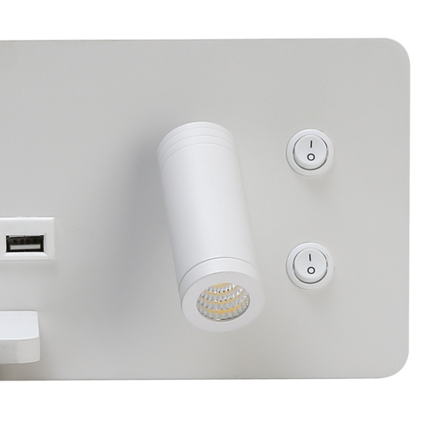 Immax 08286L - LED Wandspot met plank, USB-poort en draadloos opladen Be PREPARE LED/3W/230V + LED/3W wit
