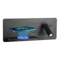 Immax 08288L - LED Wandspot met plank, USB-poort en draadloos opladen Be PREPARE LED/3W/230V + LED/3W zwart