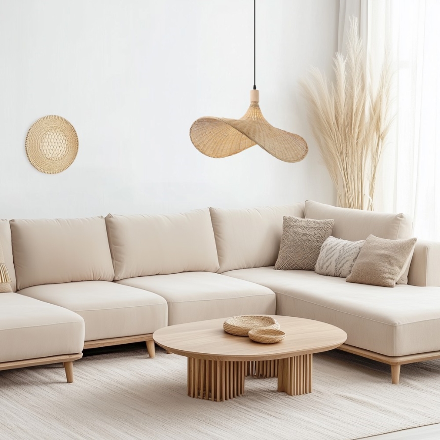 Immax 08289L - Hanglamp aan een koord SOMBRERO 1xE27/40W/230V diameter 70 cm rotan
