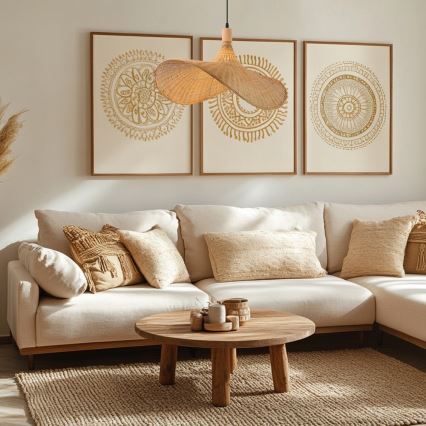 Immax 08289L - Hanglamp aan een koord SOMBRERO 1xE27/40W/230V diameter 70 cm rotan