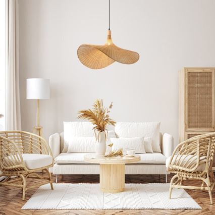 Immax 08290L - Hanglamp aan een koord SOMBRERO 1xE27/40W/230V diameter 80 cm rotan