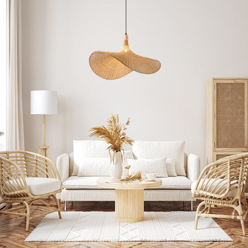 Immax 08290L - Hanglamp aan een koord SOMBRERO 1xE27/40W/230V diameter 80 cm rotan
