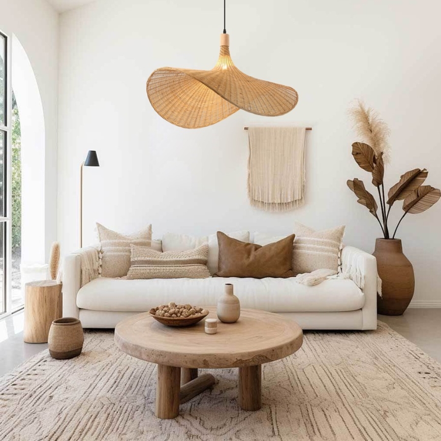 Immax 08290L - Hanglamp aan een koord SOMBRERO 1xE27/40W/230V diameter 80 cm rotan