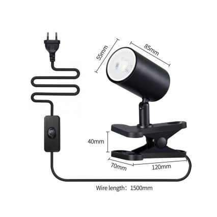Klemlamp PUNTO 1xGU10/9W/230V zwart