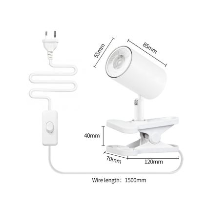 Klemspot PUNTO 1xGU10/9W/230V wit