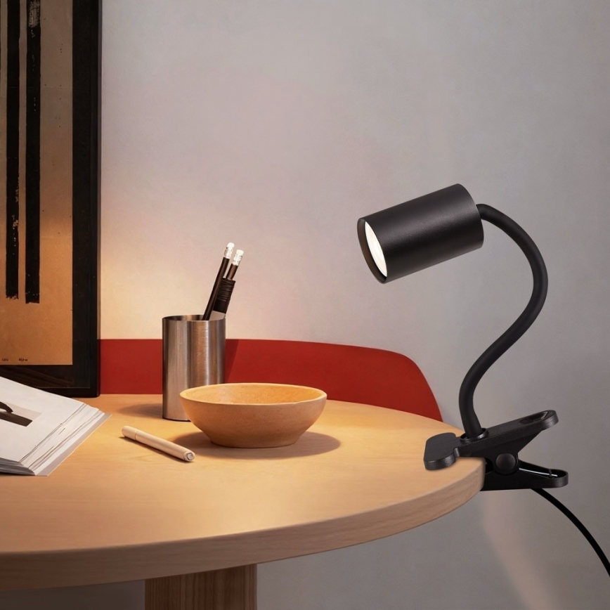 Flexibele klemlamp PUNTO 1xGU10/9W/230V zwart