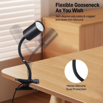Flexibele klemlamp PUNTO 1xGU10/9W/230V zwart