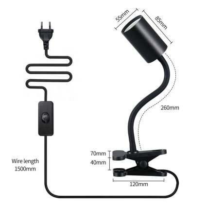 Flexibele klemlamp PUNTO 1xGU10/9W/230V zwart