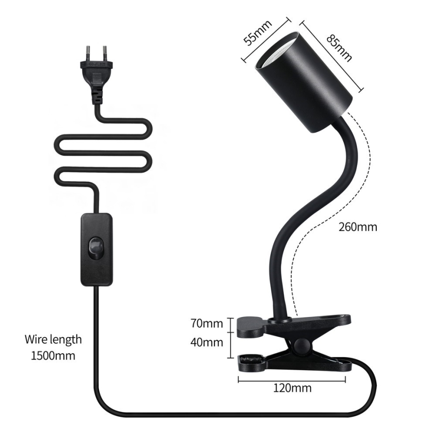 Flexibele klemlamp PUNTO 1xGU10/9W/230V zwart