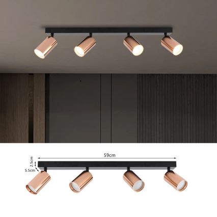Plafondspot PUNTO 4xGU10/9W/230V roségoud