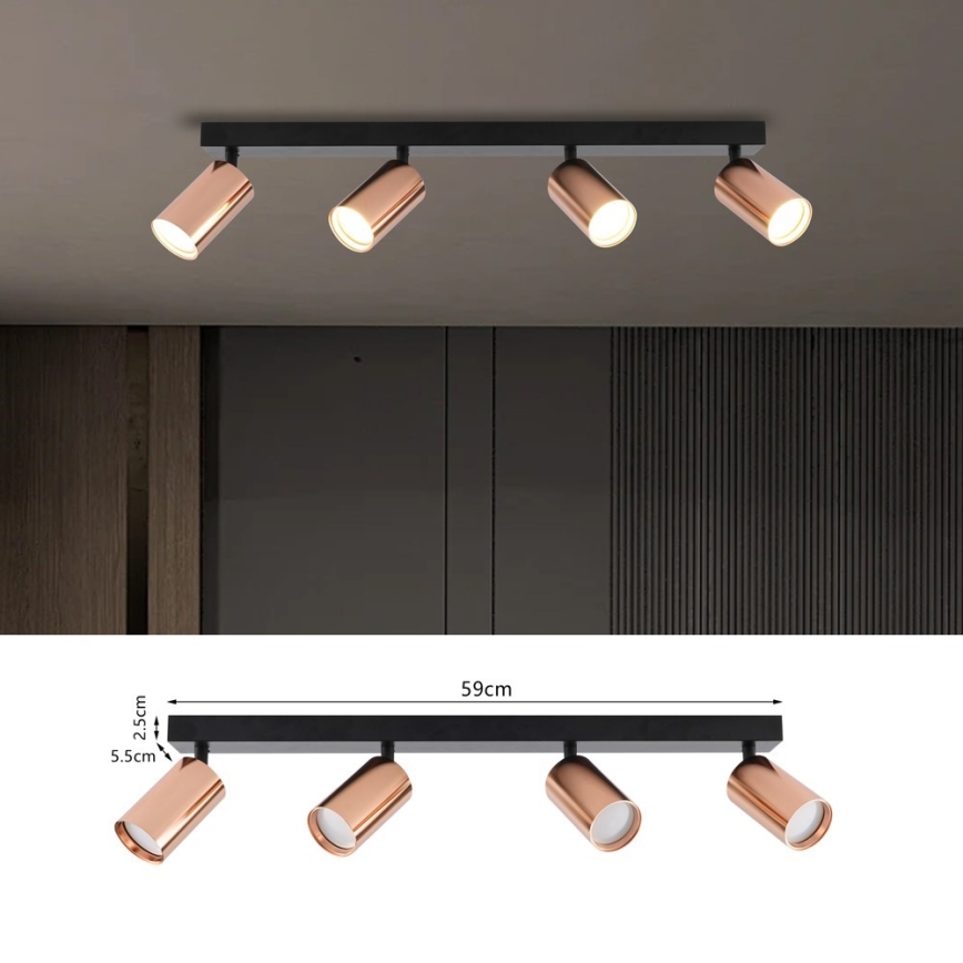 Plafondspot PUNTO 4xGU10/9W/230V roségoud
