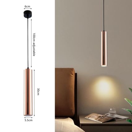 Pendellamp aan kabel PUNTO 1xGU10/9W/230V roségoud